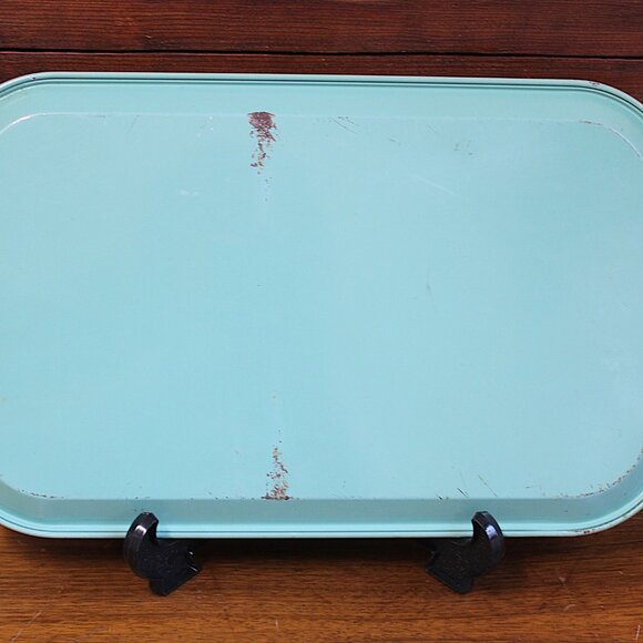 Vintage Tin Litho Serving TV Tray, Jade, Mint, Green, Camellia Blossom Design - Picture 14 of 14